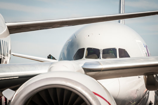 Passenger Jet Aircraft Taxiing At An Airport