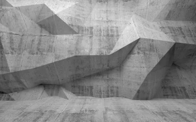 Abstrakter Innenraum des dunklen Betons 3d mit polygonalem Muster auf © evannovostro