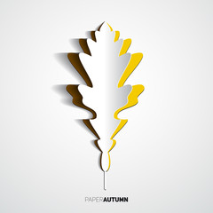 Paper cut leaf, Origami style, Vector illustration card