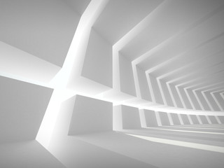3d illustration: Abstract architecture background with white ben