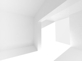 Abstract empty 3d interior with white walls and bright beam