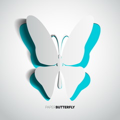 Greeting card with paper cut butterfly - vector