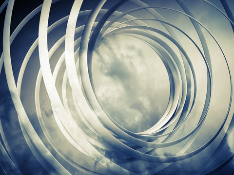 Fototapeta Monochromatyczny abstrakta 3d stonowany ślimakowaty tło z chmurami