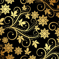 black and gold floral background