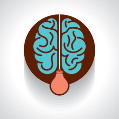 Light bulb with brain vector icon, idea concept