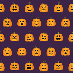 Seamless Halloween Pumpkin Faces pattern