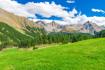 Fototapeta na wymiar Beautiful mountain range along the Bernina Pass near St. Moritz,