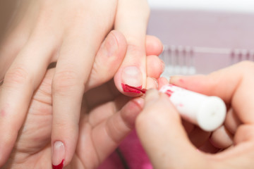 manicure in salon