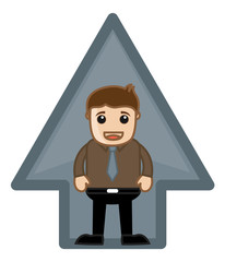 Man Standing in Arrow - Vector Character Illustration