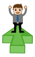 Standing on Arrow Plateform - Vector Character Illustration
