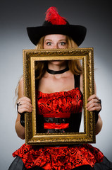 Woman pirate with picture frame