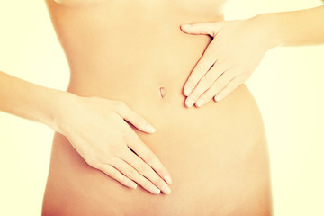 Hand on belly