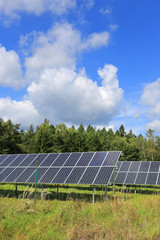 Detail of Solar Power Station on the summer Meadow