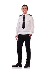 Young pilot isolated on the white