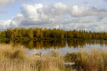 Autumn scenic landscape of northern Russia