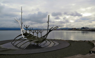 The Solfar - Metal Viking ship sculpture in Reykjavik, Iceland