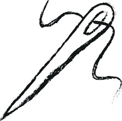 Fototapeta premium needle and thread simple doodle charcoal