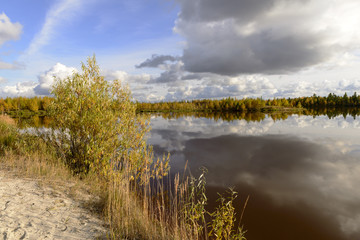 Autumn scenic landscape of northern Russia