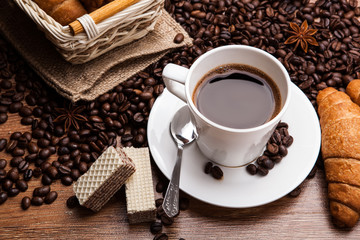 Coffee still life with cup of coffee