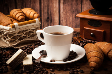 Coffee still life with cup of coffee
