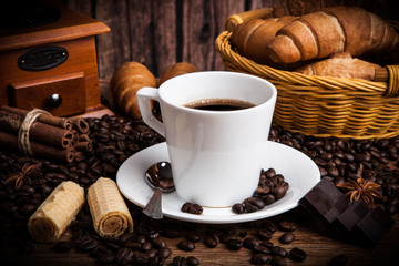 Coffee still life with cup of coffee