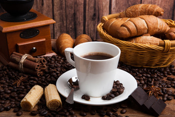 Coffee still life with cup of coffee