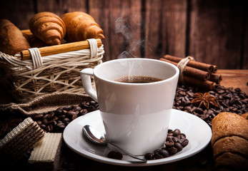 Coffee still life with cup of coffee