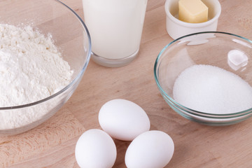 Baking ingredients in the kitchen