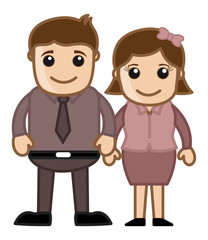 Obraz na płótnie Canvas Husband Wife Standing Together - Vector Illustration