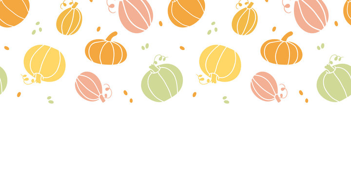 Vector thanksgiving colorful pumpkins silhouettes horizontal