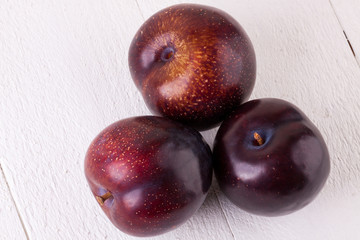 Fresh ripe red plums