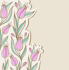 Floral background with pink tulips