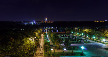 Fototapeta na wymiar Moscow State University night view