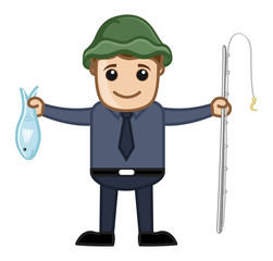 Fisherman - Vector Character Cartoon Illustration