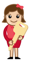 Unlock Key Concept - Cartoon Vector