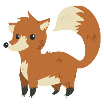 Vector cartoon flat funny fox mascot.