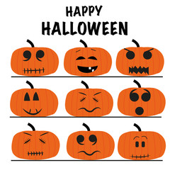 Happy halloween funny pumpkins vector
