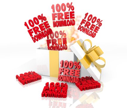 christmas present with 100 percent free download icon