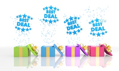 birthday present boxes with best deal symbol