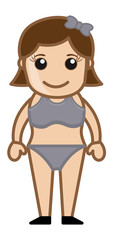 Cartoon Vector Character - Woman in Swimming Costume