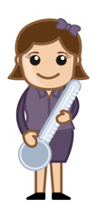 Vector Girl Holding Thermometer