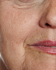 old wrinkled face close up