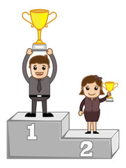 Winners on Podium - Business Office Characters Vector