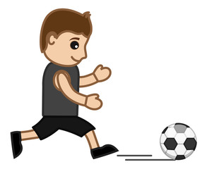 Cartoon Vector Character - Man Playing Football