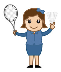 Cartoon Vector Character - Badminton