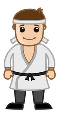 Cartoon Vector Character - Black Belt Karate Master