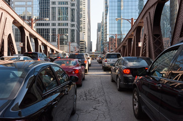 Motion of cars on the Marshall Suloway Bridge, Chicago. - 70737762
