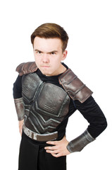 Funny warrior isolated on the white background