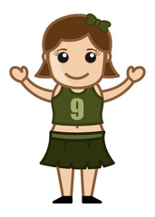 Cartoon Vector Character - Cute Happy Cheerleader Girl