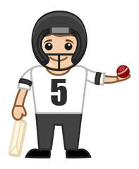 Cartoon Vector Character - Playing Cricket